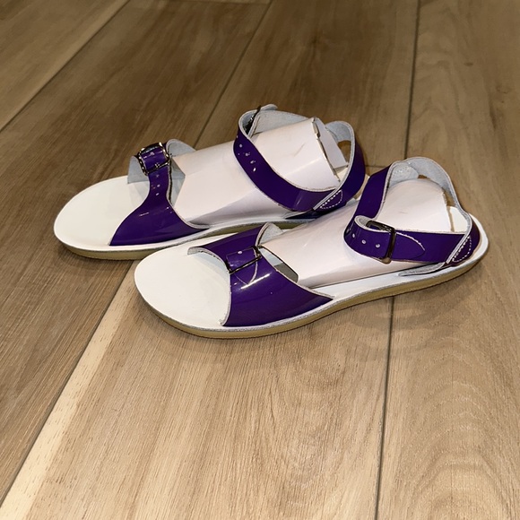 New Little Girls Sun-San Brand Salt Water Sandals Shiny Purple Surfer Size 3 - Picture 8 of 9